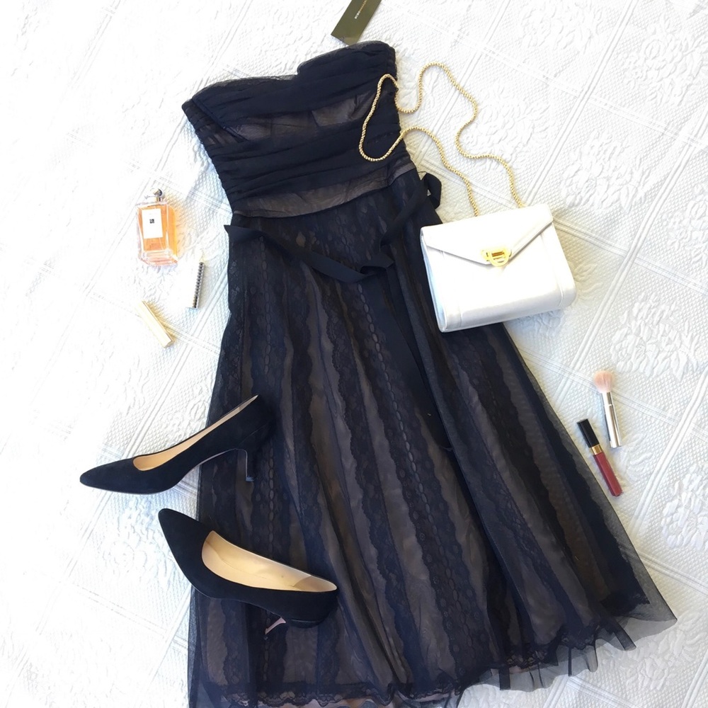 BCBG MAXAZRIA NWT black tulle strapless dress sz 4